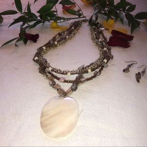 Beige Statement necklace and earrings